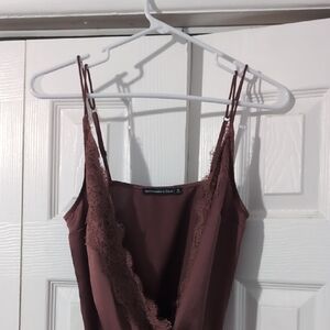 Brown Lace Trim Cami Top